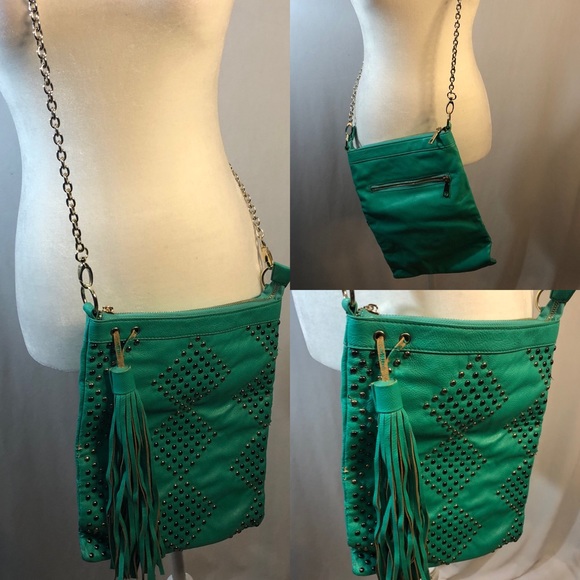 BOGO🖤 TURQUOISE STUDDED CROSSBODY CHAIN PURSE - Picture 2 of 9